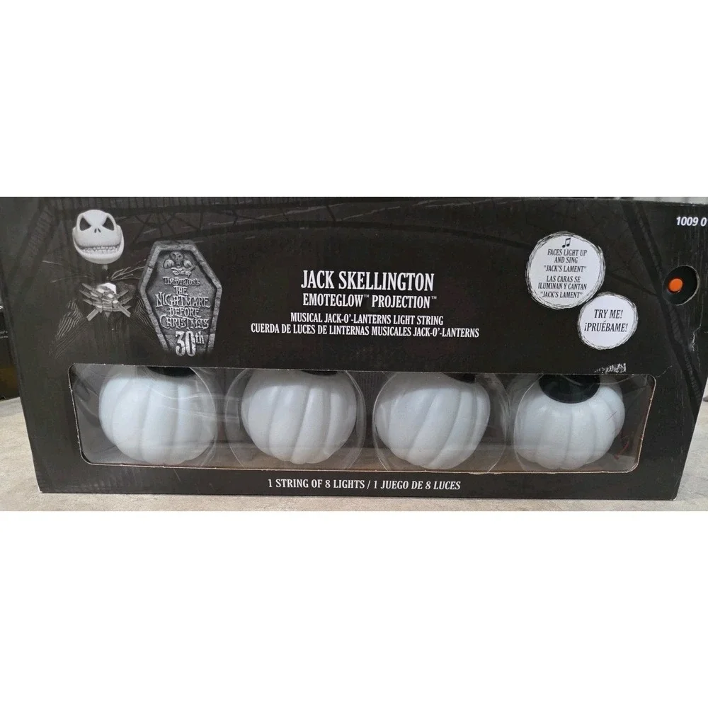 Nightmare Before Christmas Jack Skellington Pumpkin Musical String Light Set New